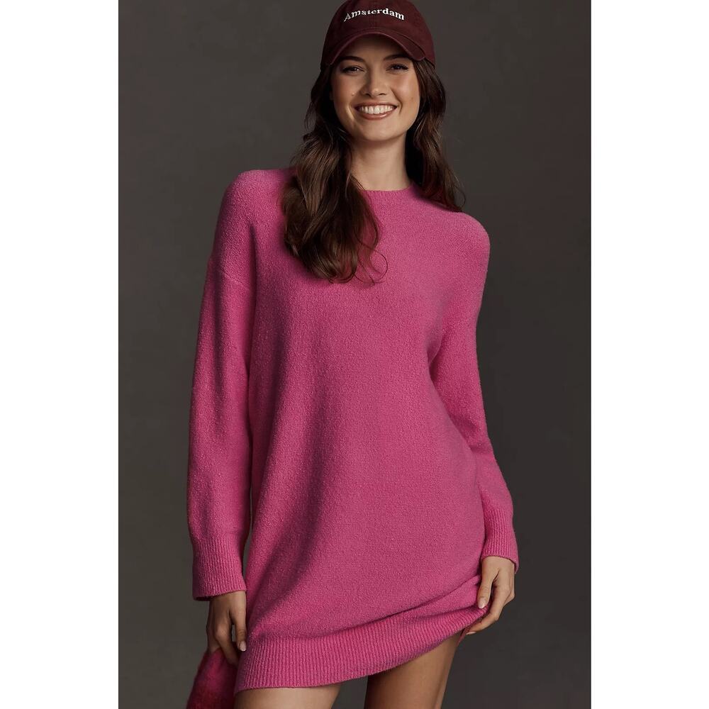 Anthropologie Daily Practice S Long Sleeve Mini Jumper Dress Pink
